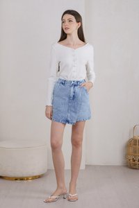 Nadine Pearl Button Knit Cardigan In White