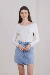 Oren Denim Overlap Pocket Skort In Acid Wash