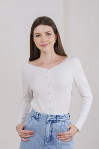 Nadine Pearl Button Knit Cardigan In White