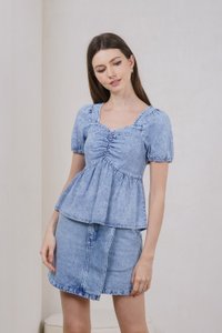 Terra Denim Sweetheart Top In Acid Wash