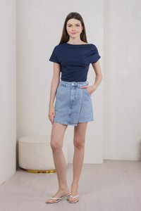 Odette Draped Top In Navy