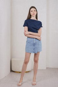 Odette Draped Top In Navy