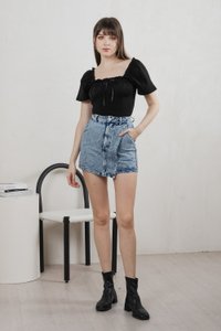Opra Denim Overlap Skort In Acid Wash