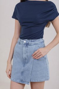 Oren Denim Overlap Pocket Skort In Light Wash