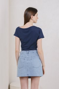 Odette Draped Top In Navy
