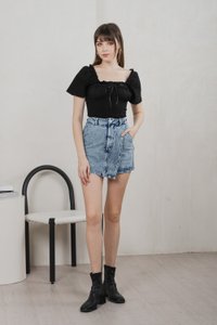 Opra Denim Overlap Skort In Acid Wash