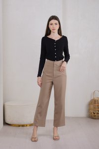 Nadine Pearl Button Knit Cardigan In Black (XS)