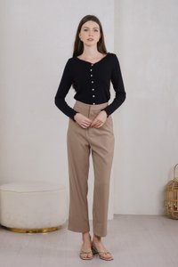Nadine Pearl Button Knit Cardigan In Black (XS)