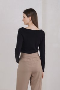 Nadine Pearl Button Knit Cardigan In Black (XS)