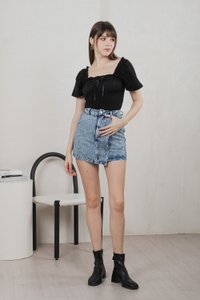 Opra Denim Overlap Skort In Acid Wash