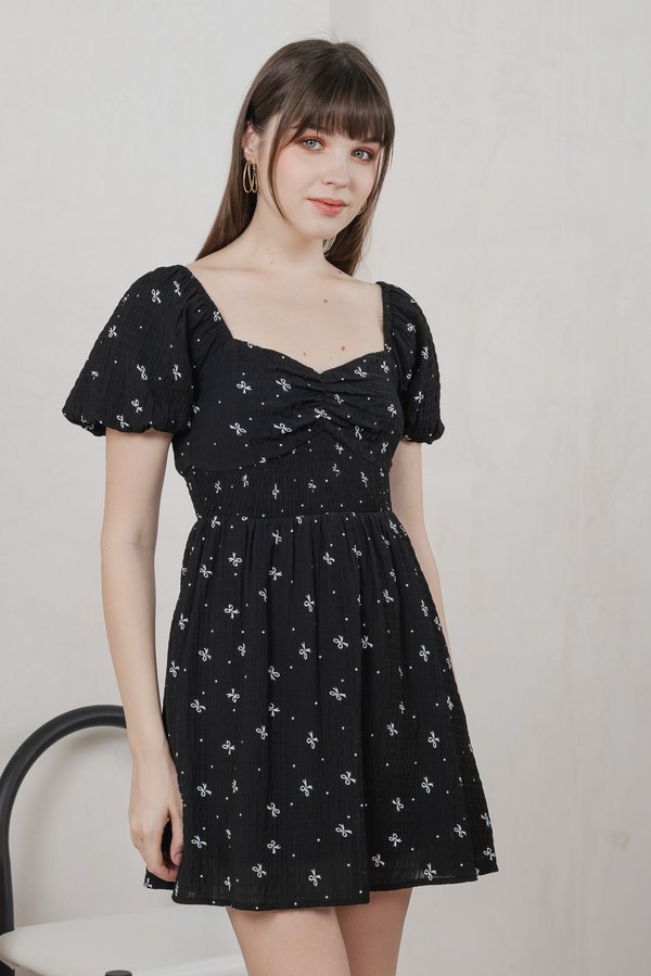 Flair Ribbon Sweetheart Dress Romper In Black (XS)