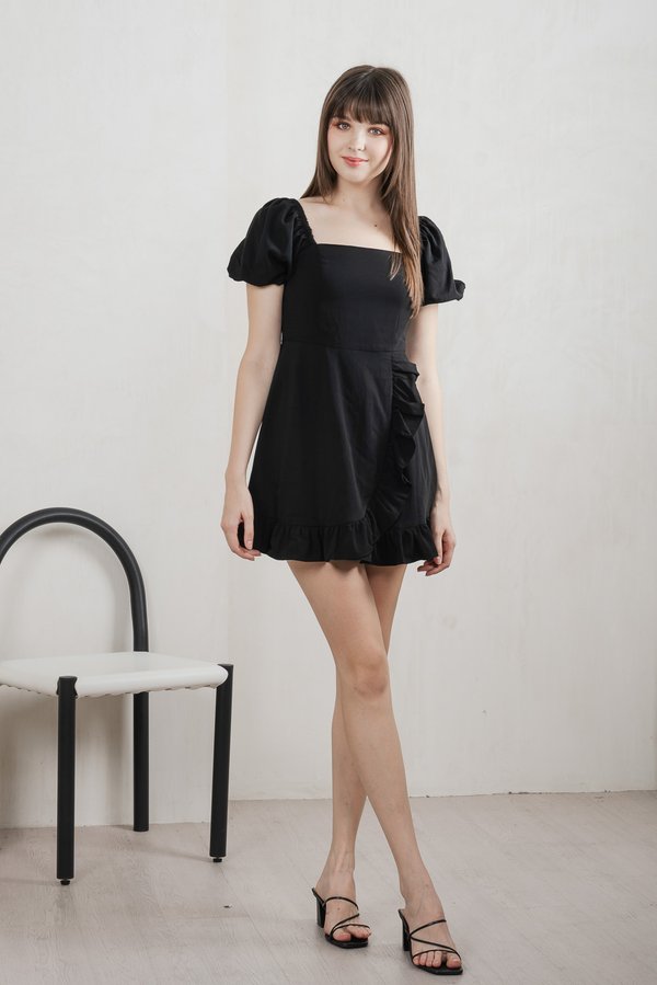 Waverly Ruffles Romper In Black