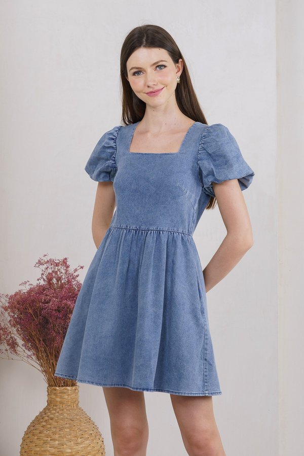 Dixie Denim Puff Sleeve Dress