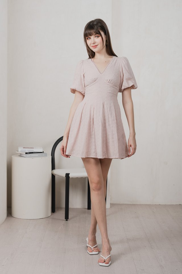 Esme Empire Broderie Dress In Pink