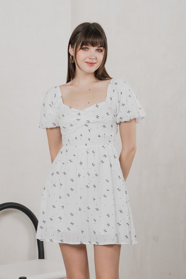 Flair Ribbon Sweetheart Dress Romper In White