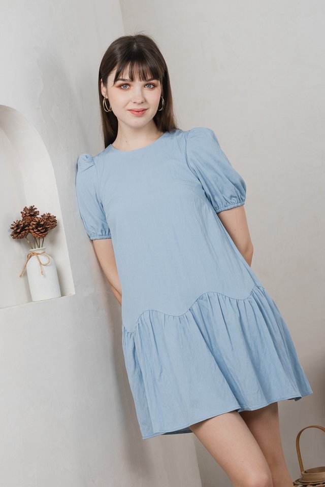 Genie Tencel Dropwaist Dress In Blue