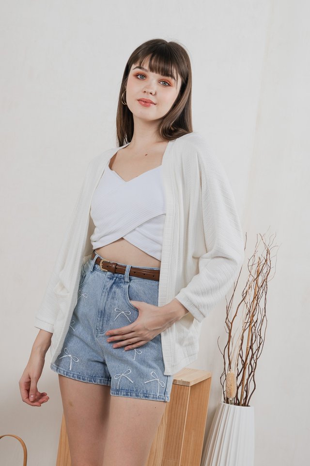 Colby Knit Pocket Cardigan In White