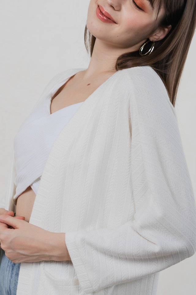 Colby Knit Pocket Cardigan In White