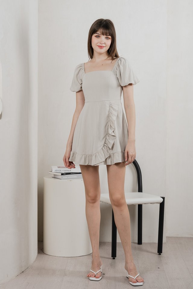 Waverly Ruffles Romper In Sand