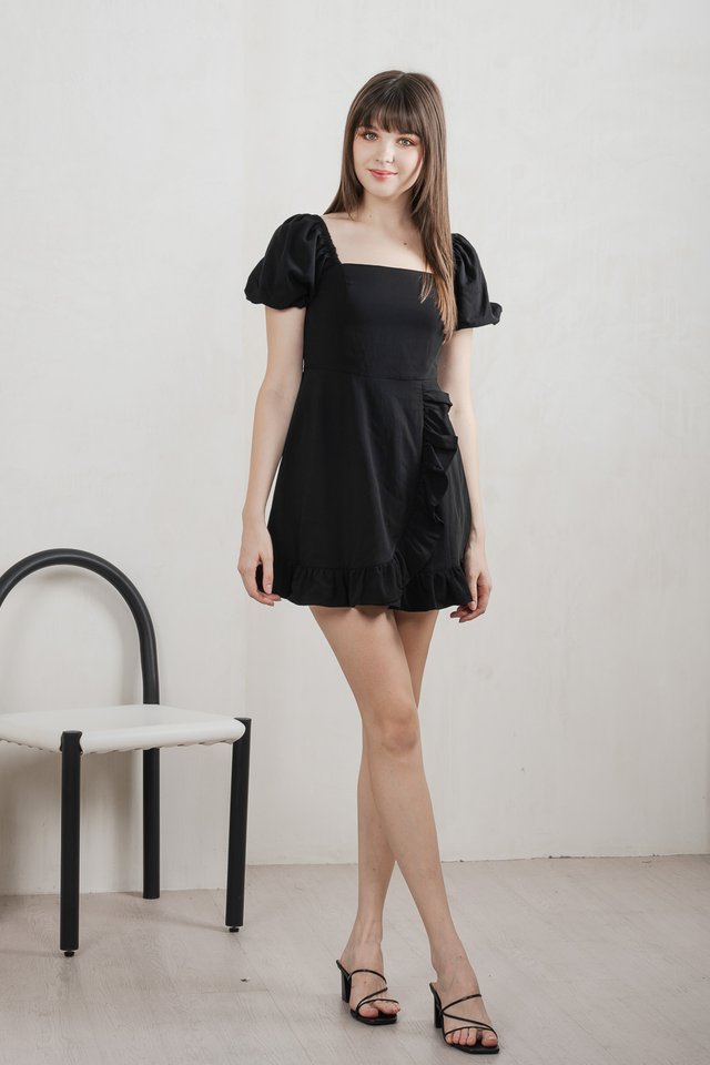 Waverly Ruffles Romper In Black