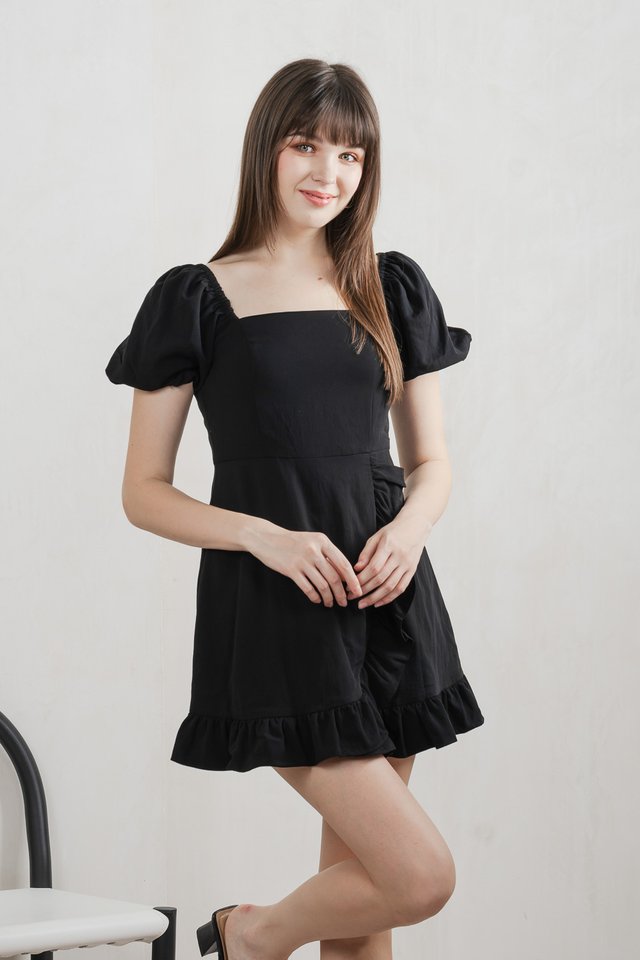 Waverly Ruffles Romper In Black