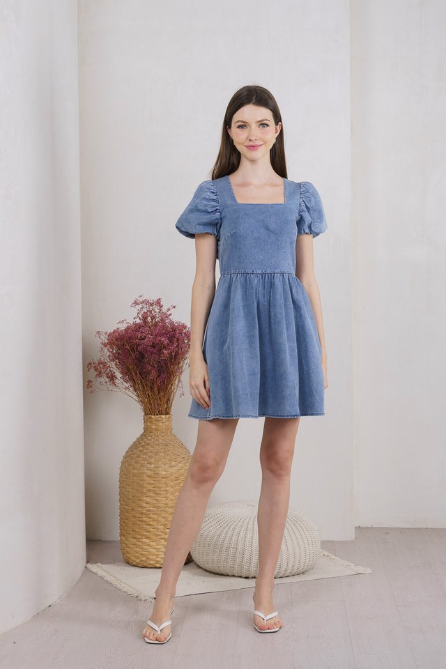Dixie Denim Puff Sleeve Dress