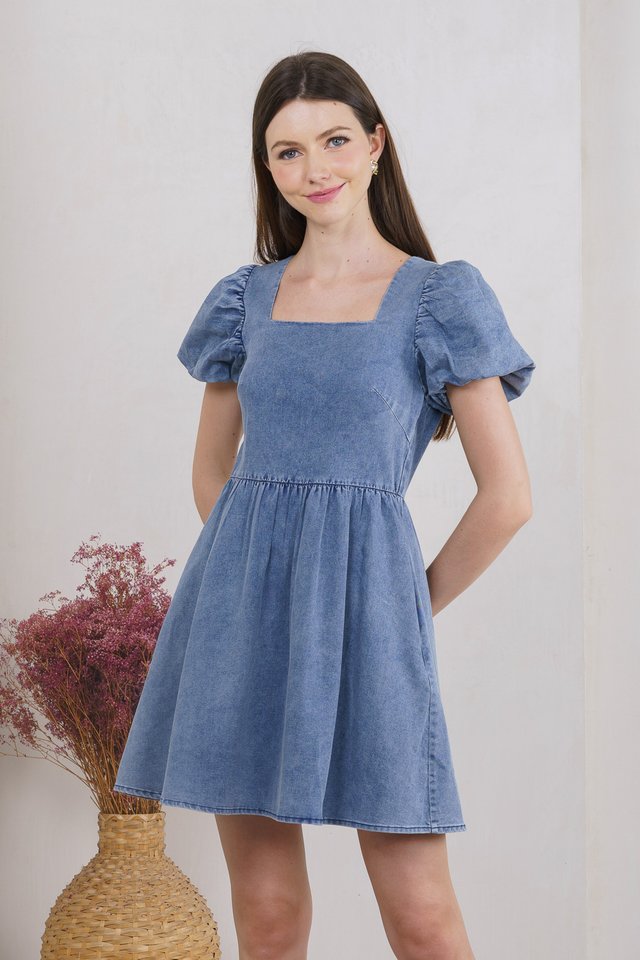 Dixie Denim Puff Sleeve Dress