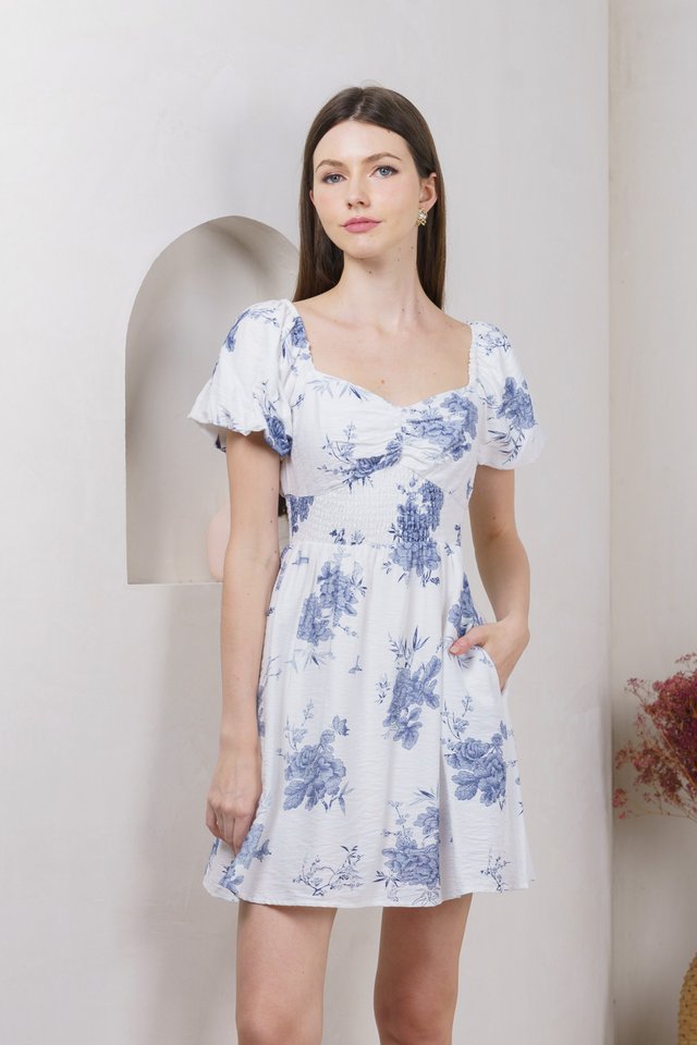 Eternity Smocked Waist Dress Romper In Navy