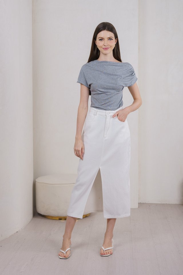 Omni Draped Top In Grey