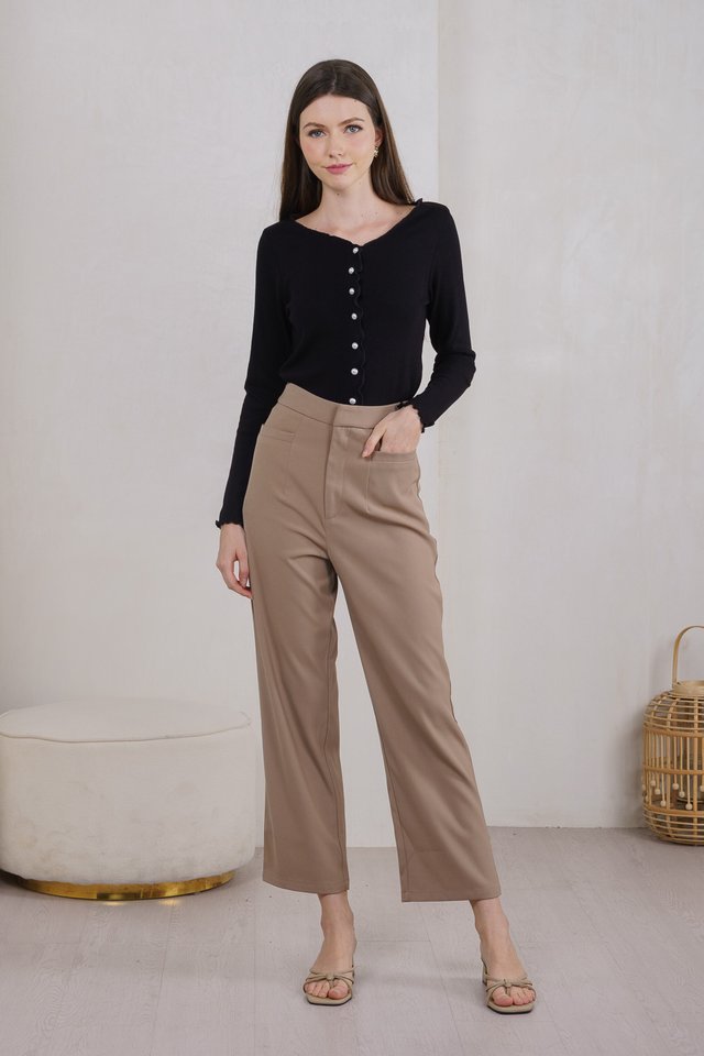 Nadine Pearl Button Knit Cardigan In Black