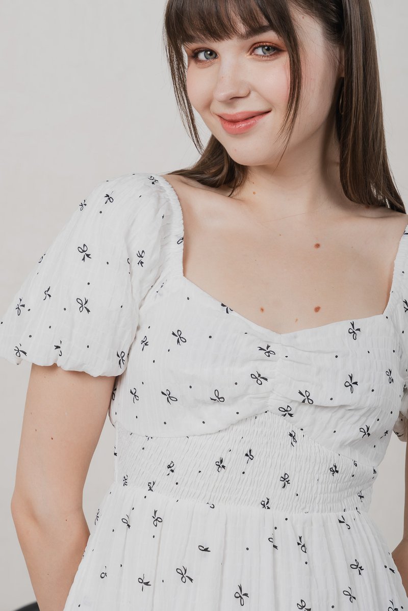 Flair Ribbon Sweetheart Dress Romper In White