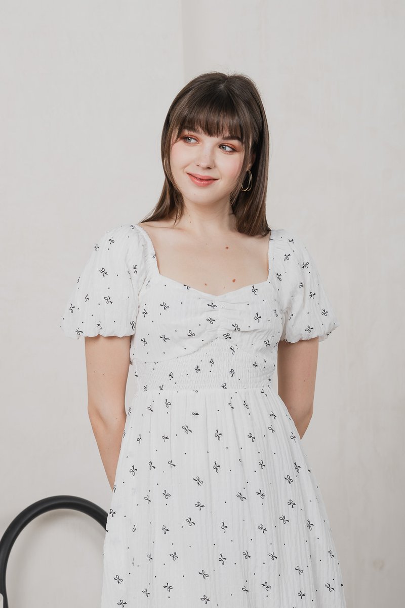 Flair Ribbon Sweetheart Dress Romper In White