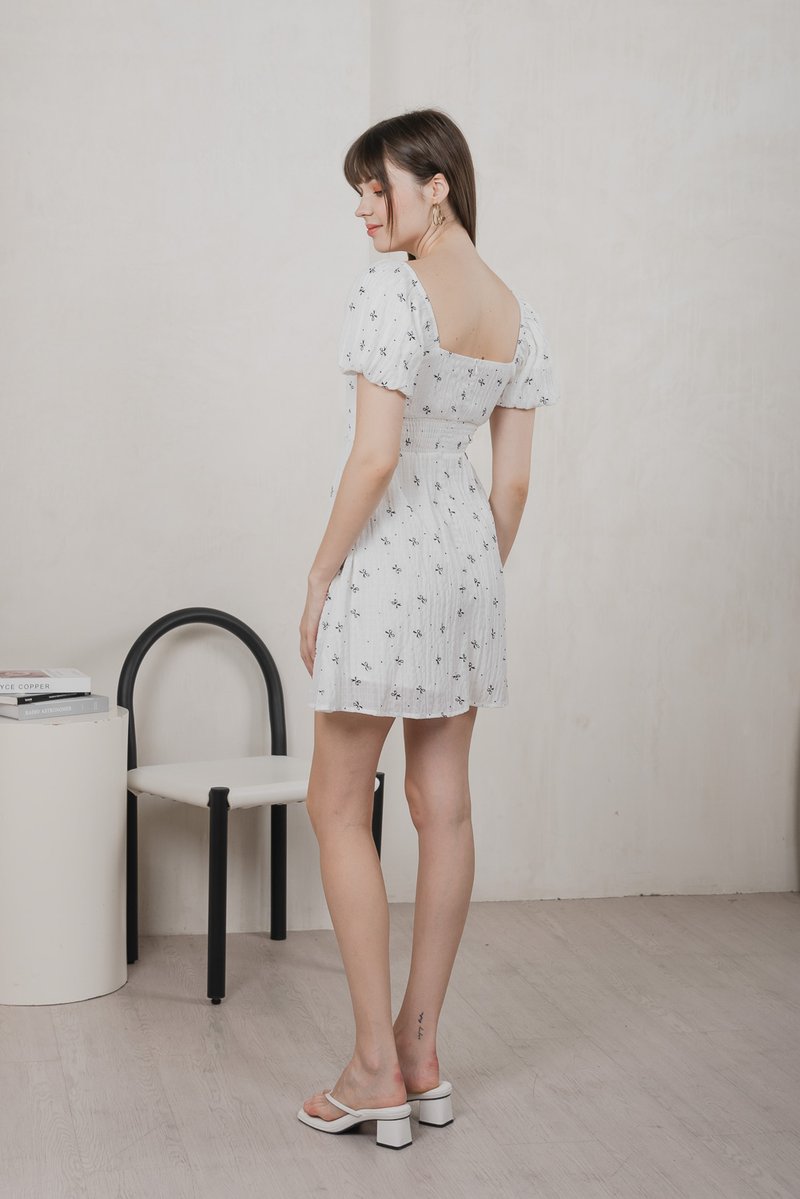 Flair Ribbon Sweetheart Dress Romper In White