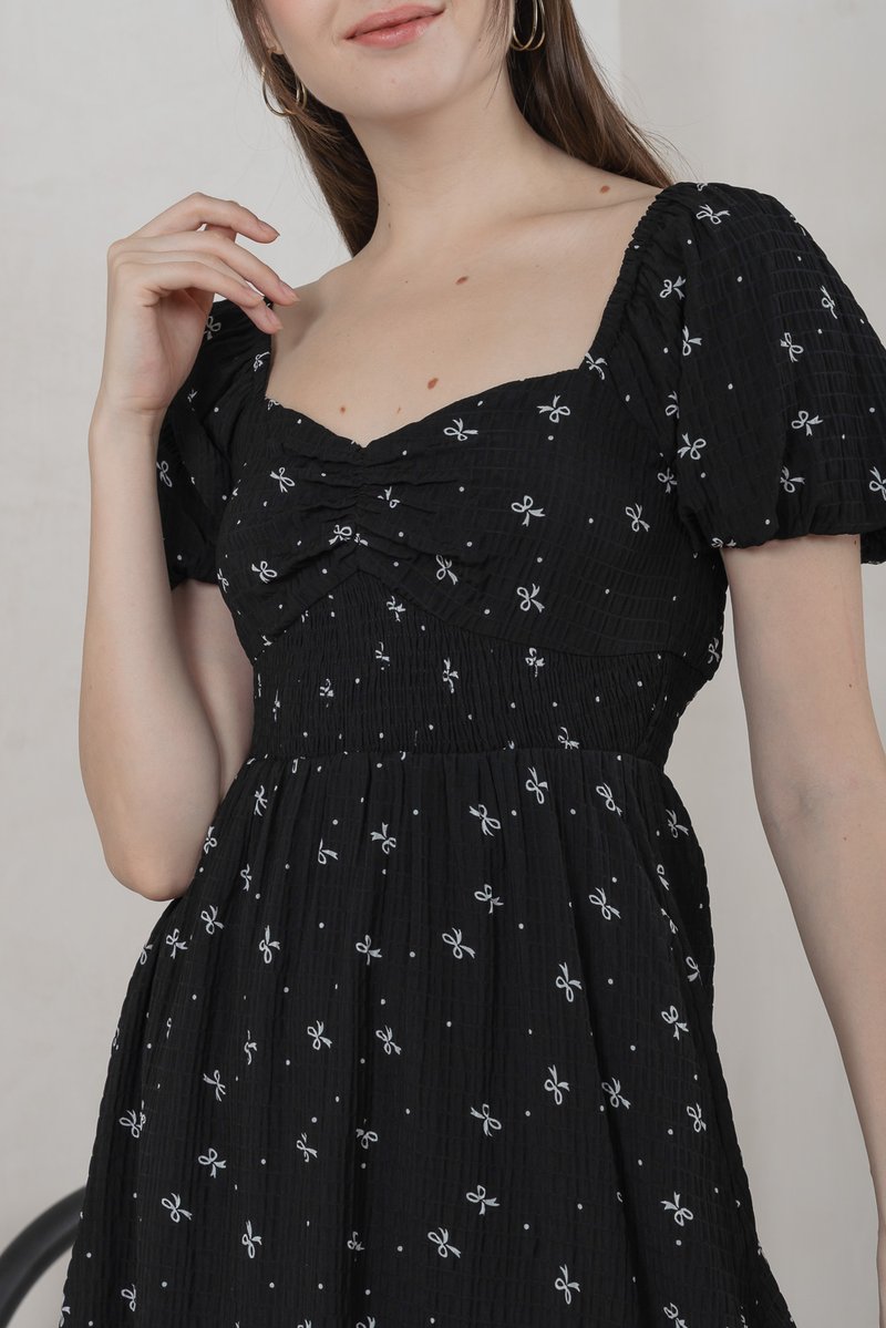 Flair Ribbon Sweetheart Dress Romper In Black (XS)