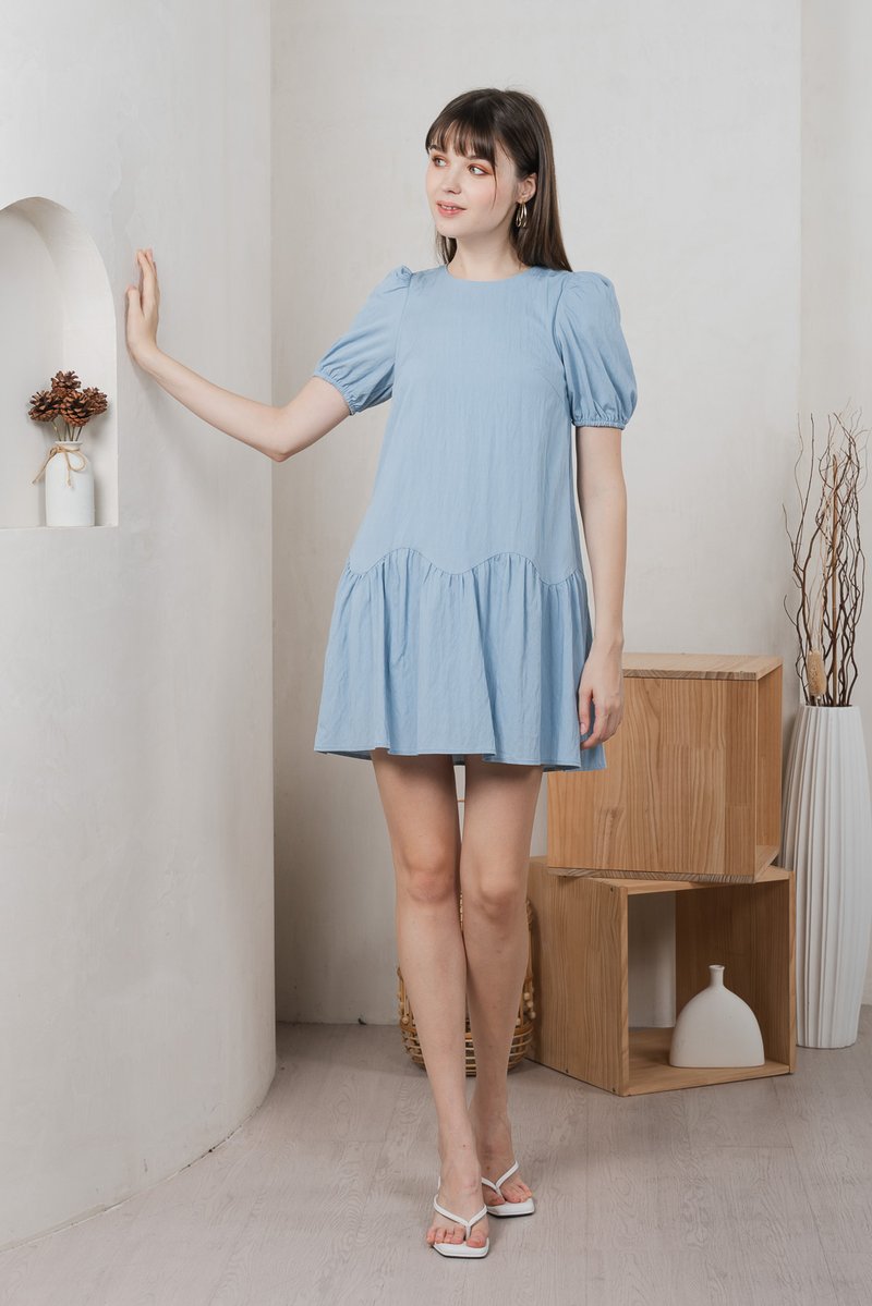Genie Tencel Dropwaist Dress In Blue (XXL)