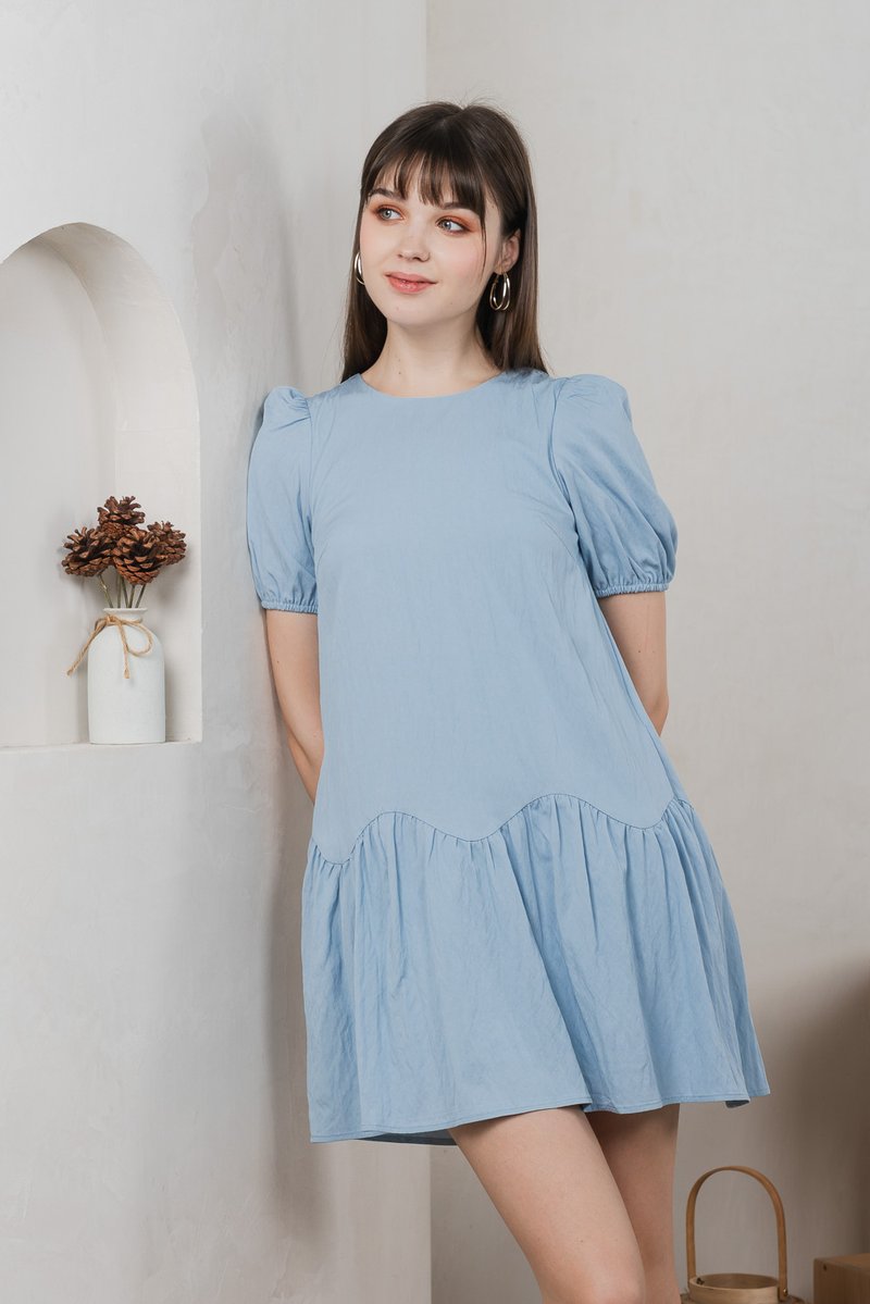 Genie Tencel Dropwaist Dress In Blue (XXL)