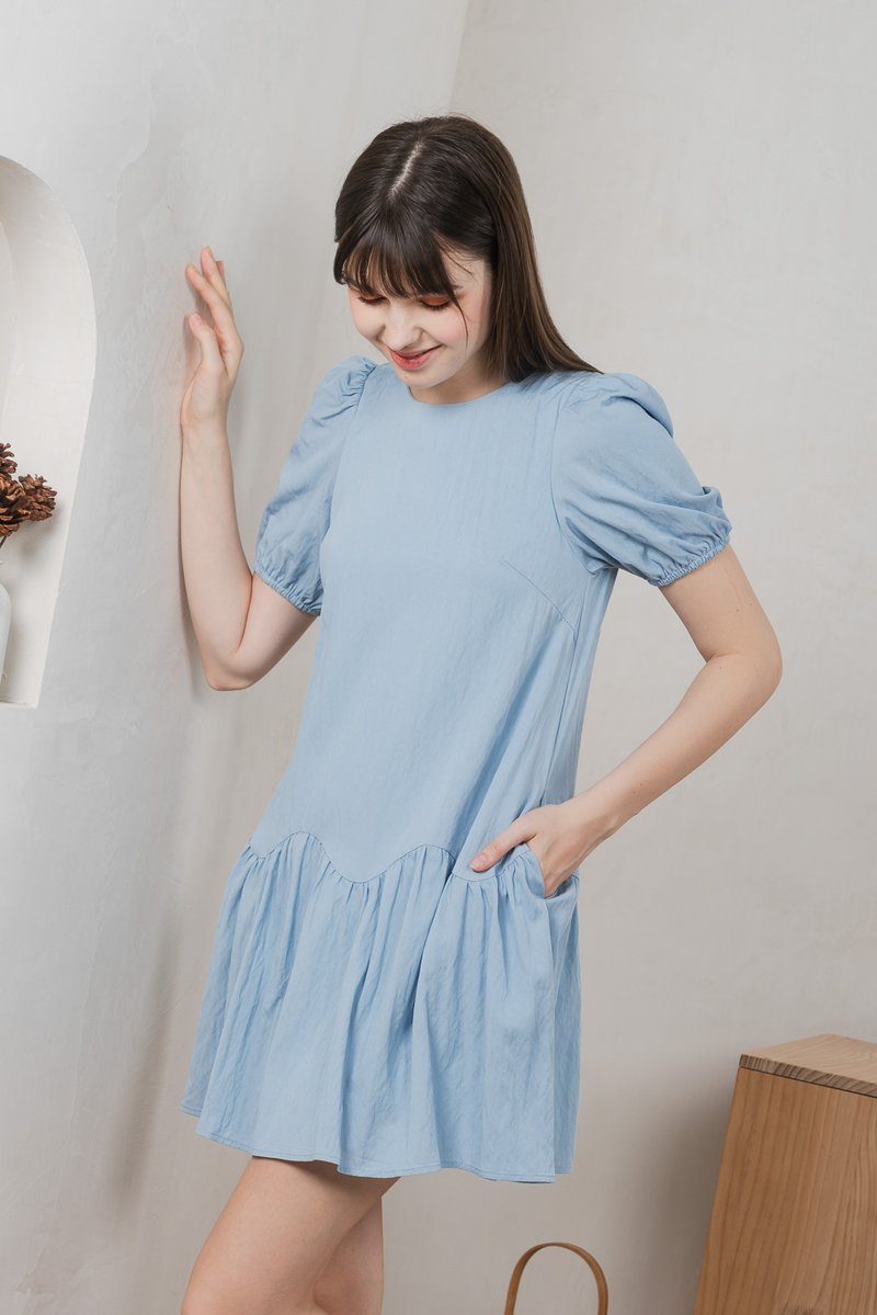 Genie Tencel Dropwaist Dress In Blue (XXL)