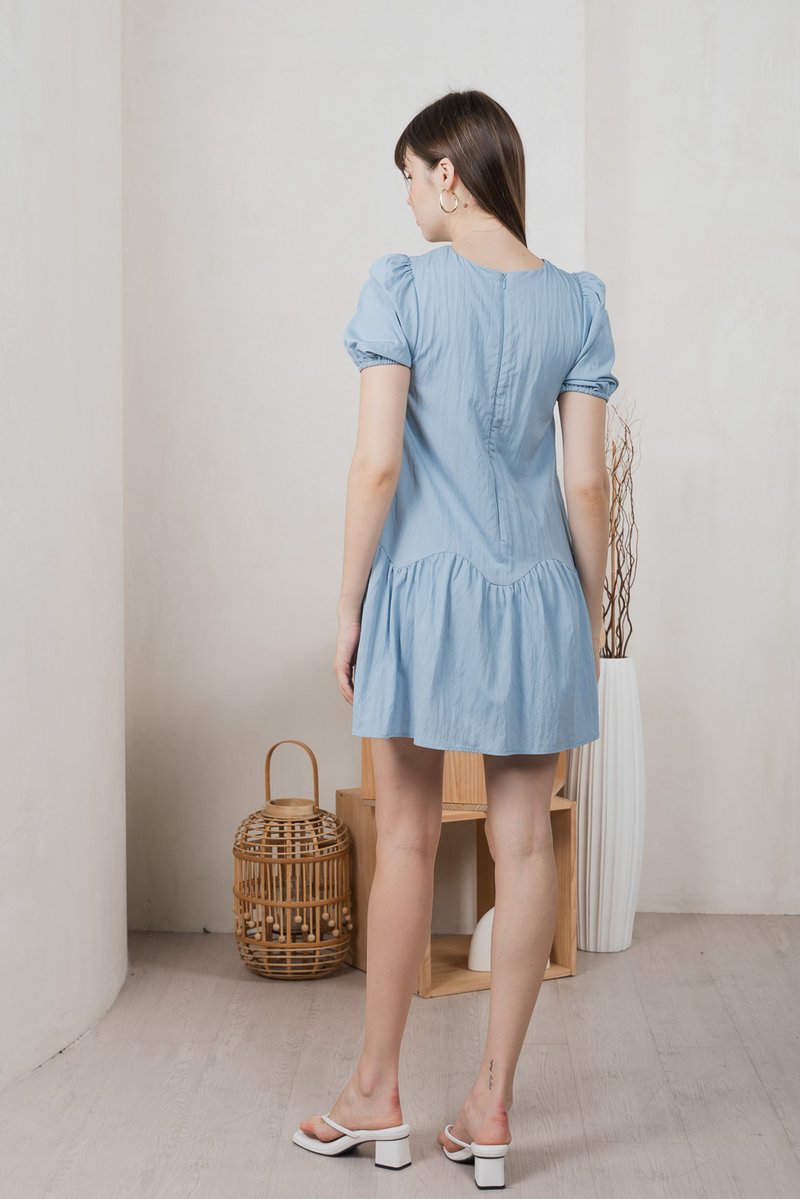 Genie Tencel Dropwaist Dress In Blue (XXL)
