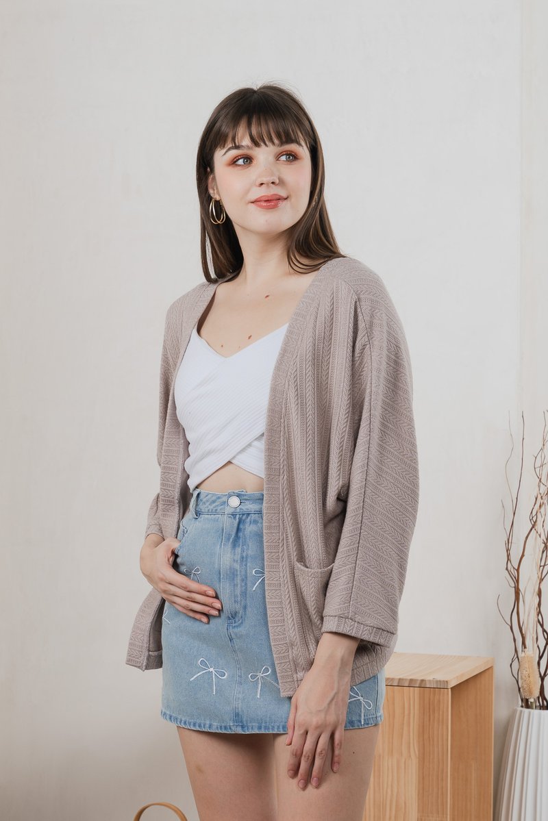 Aimee Ribbon Embroidery Denim Skort In Light Wash