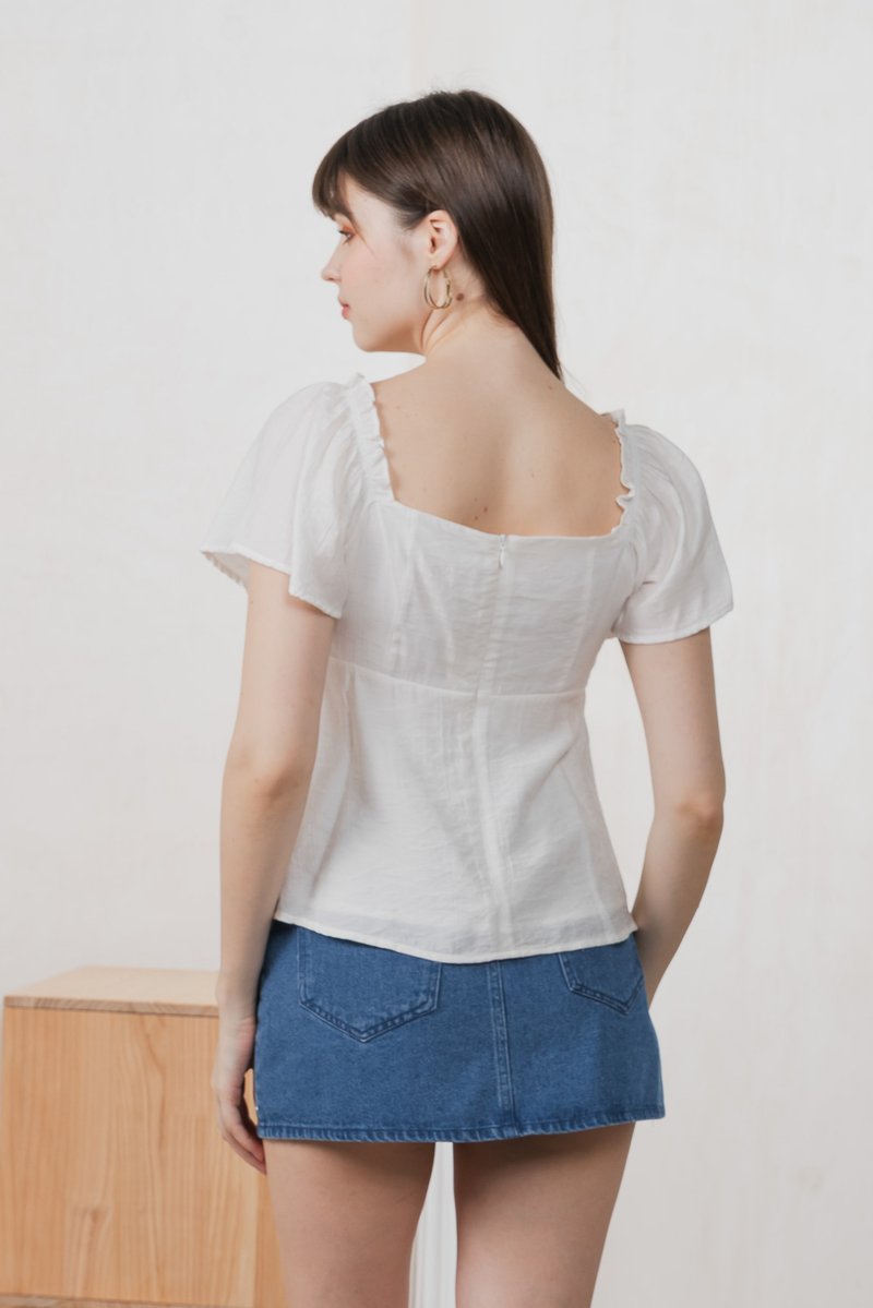 Lidith Textured Ribbon Lace Top In White