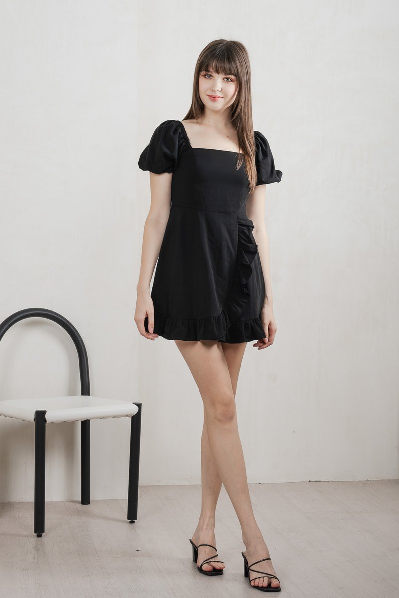 Waverly Ruffles Romper In Black