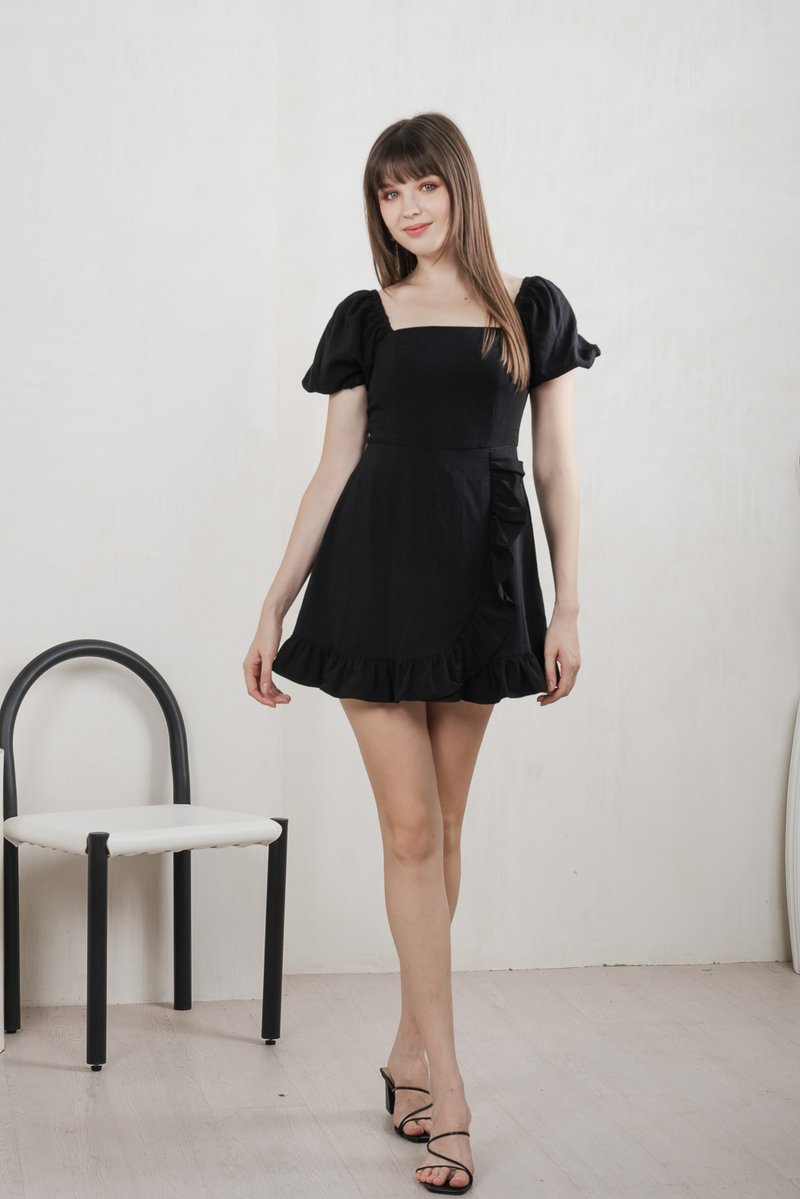 Waverly Ruffles Romper In Black