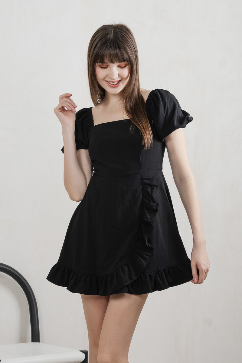 Waverly Ruffles Romper In Black