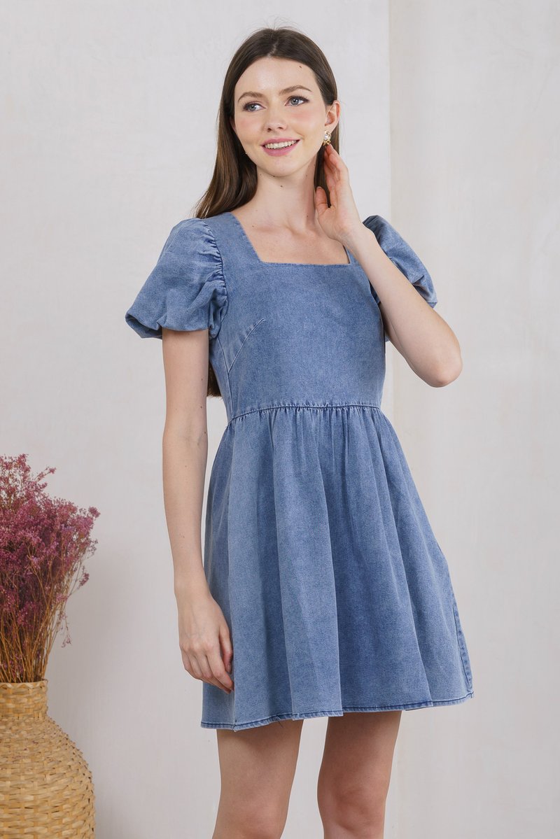 Dixie Denim Puff Sleeve Dress