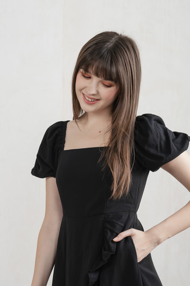 Waverly Ruffles Romper In Black