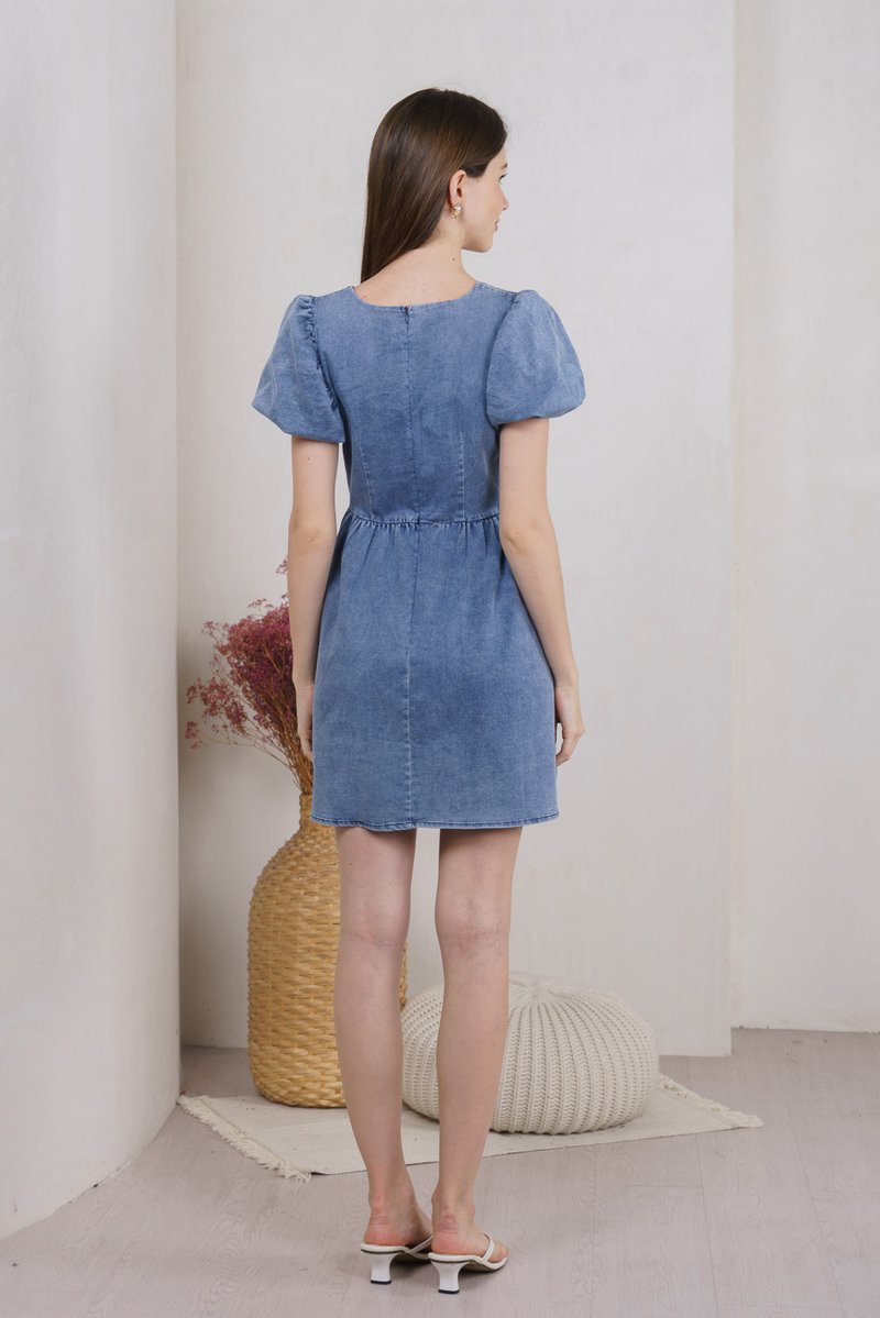 Dixie Denim Puff Sleeve Dress