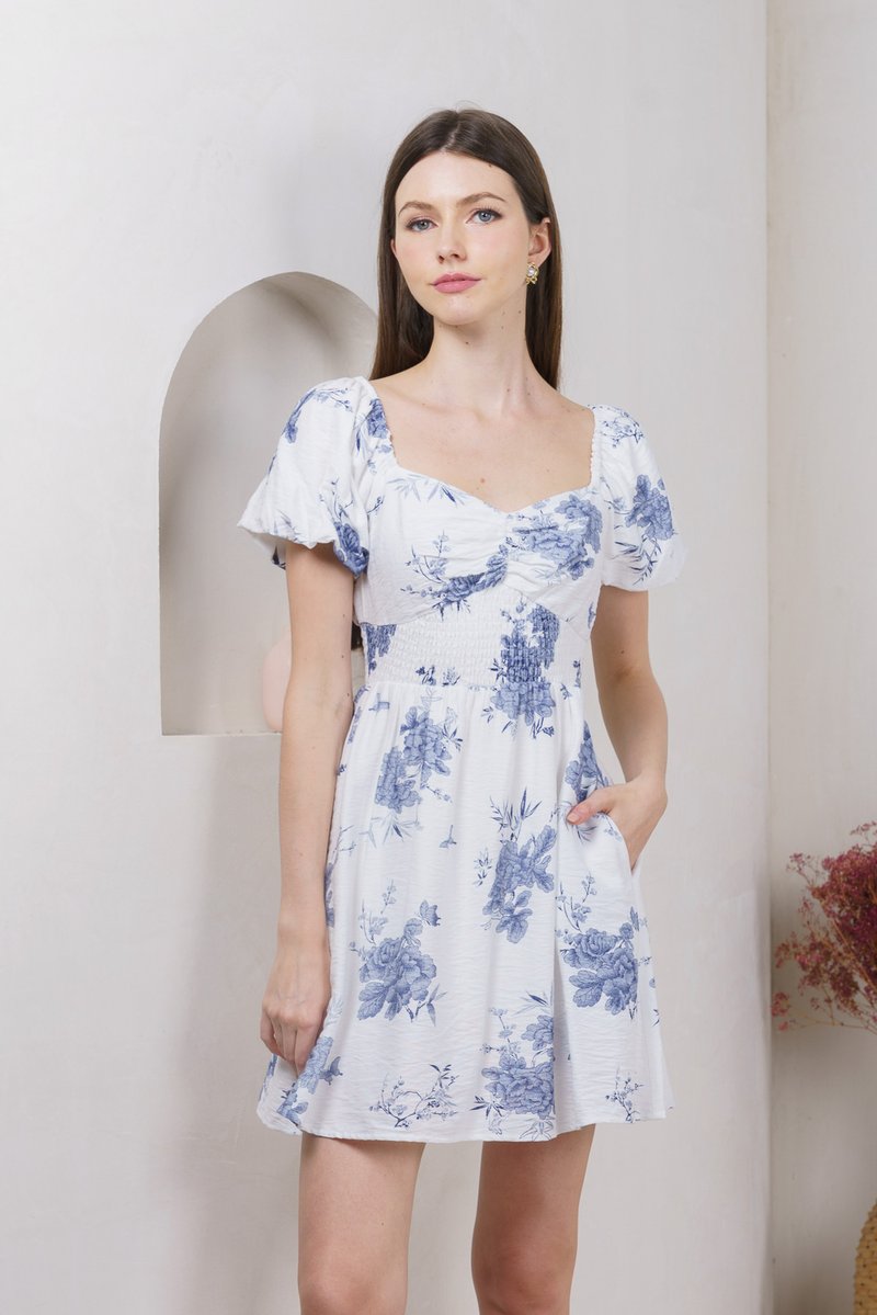 Eternity Smocked Waist Dress Romper In Navy (XS)