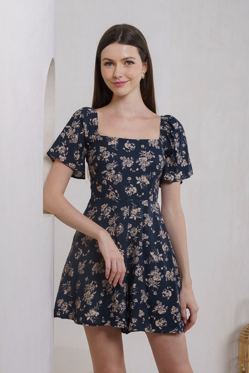 Frost Floral Romper In Navy (XS)