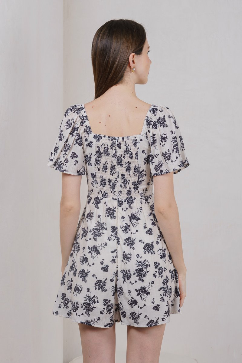 Frost Floral Romper In Cream (XS)