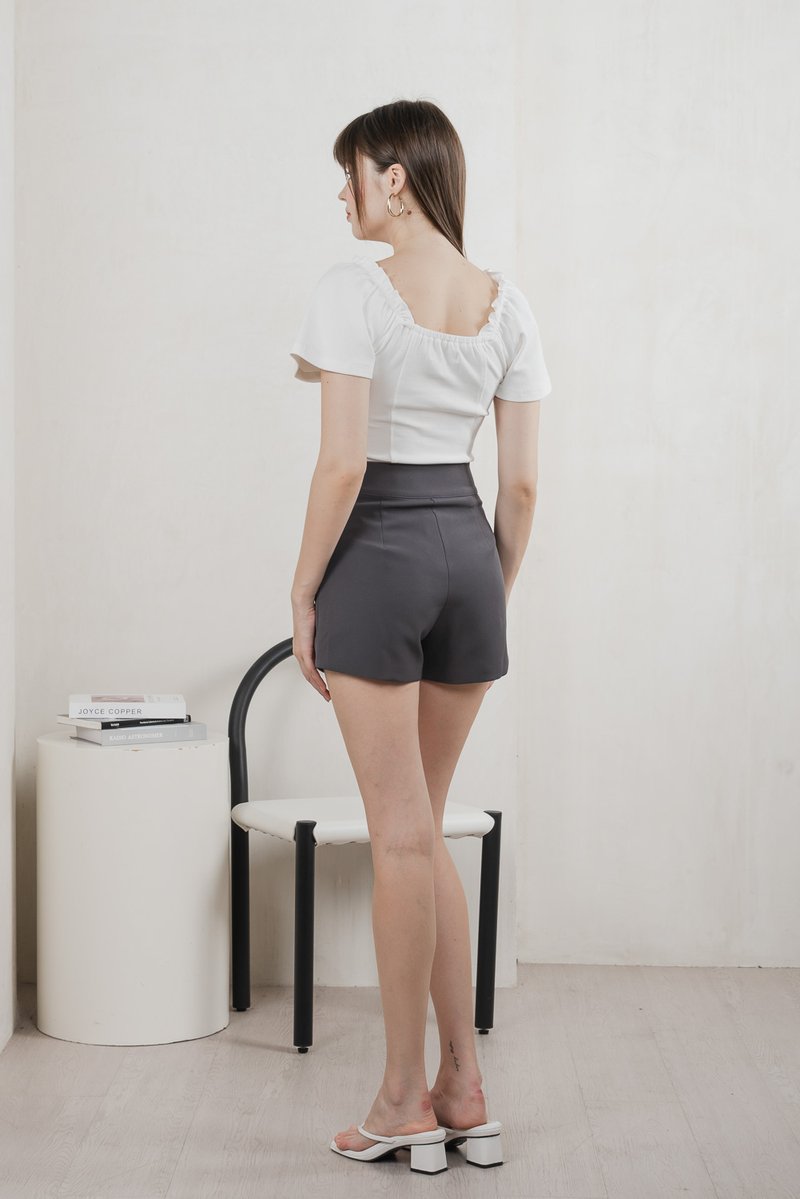 Grove Duo Button High Waist Shorts In Grey